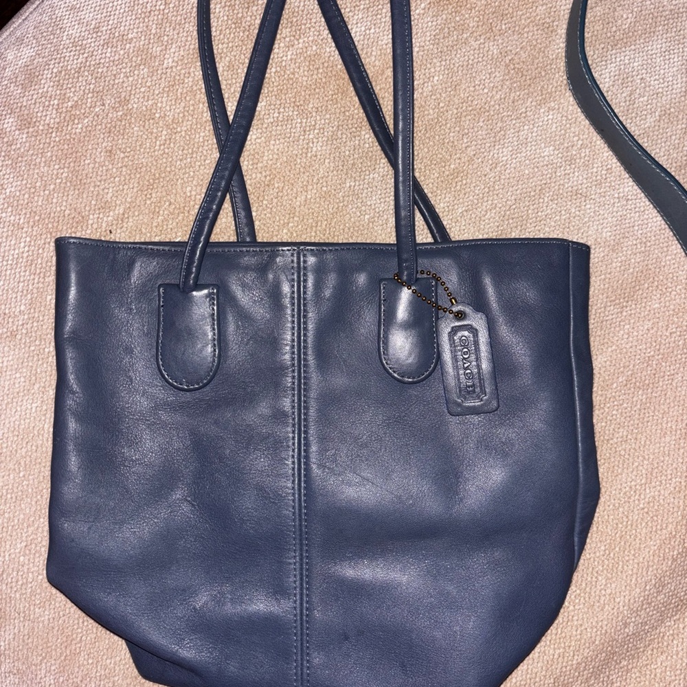 Rare vintage COACH Leather Tote Bag in Blue A5C-4068 - Picture 7 of 7
